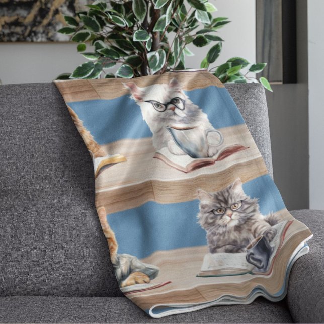 book lover cosy reading blanket cat library (Creator Uploaded)