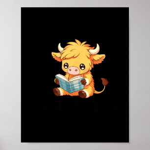 Book lover cow bookworm i be reading animal lover poster