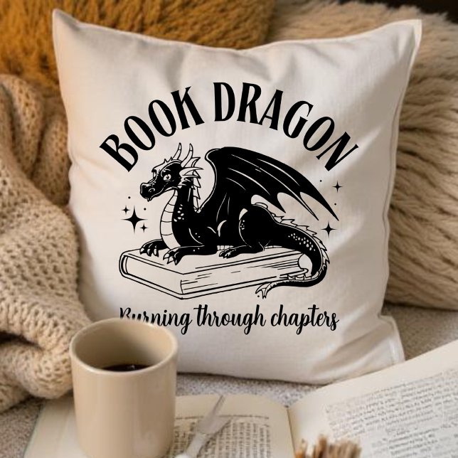 Book Lover Cute Fantasy Dragon  Cushion (Creator Uploaded)