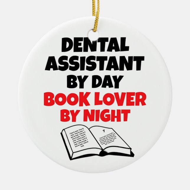 Book Lover Dental Assistant Ceramic Tree Decoration (Front)