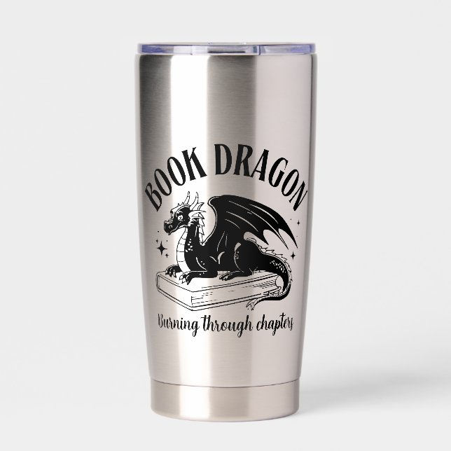 Book Lover Dragon Fantasy Reader Gift Insulated Tumbler (Front)