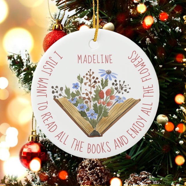 Book Lover Floral Books Reading Ceramic Tree Decoration (Creator Uploaded)
