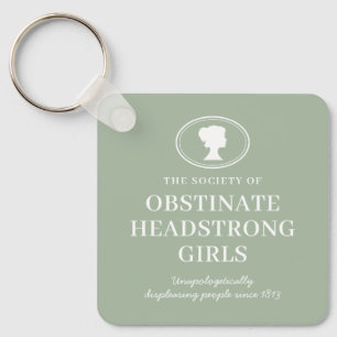 Book Lover Funny Literary Austen Quote Sage Green Key Ring