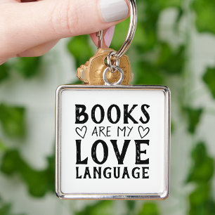 Book Lover Funny Saying Black and White Key Ring