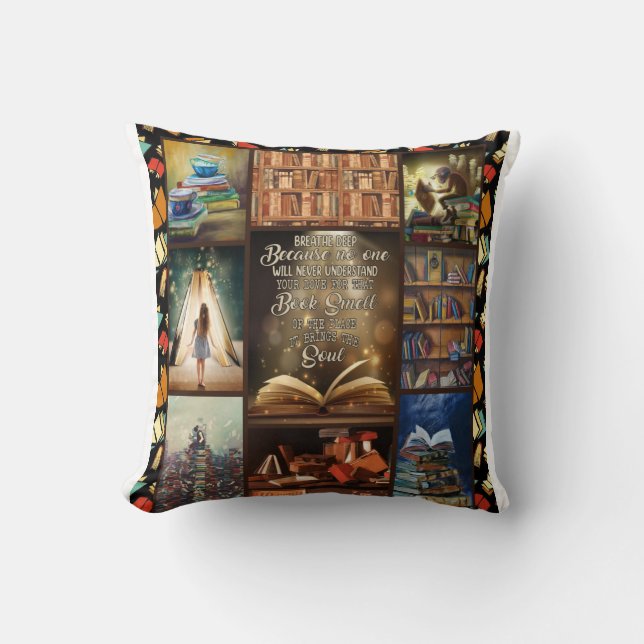 Book Lover Gift, Book Worm, I Love Reading Book Cushion (Front)
