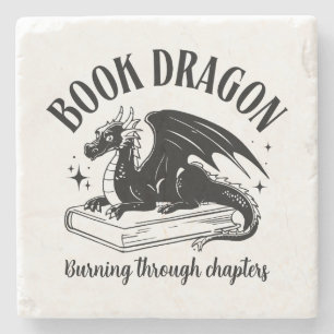 Book Lover Gift Fantasy Dragon  Stone Coaster