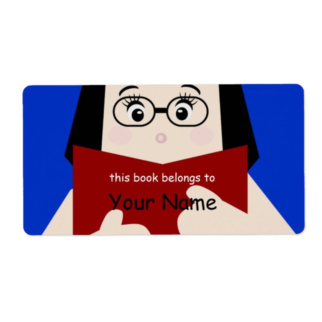 Book Lover Girl 2 Bookplate Label (Front)