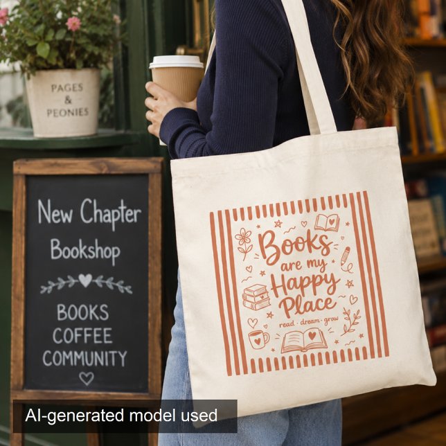 Book Lover Happy Place Reader Tote Bag (Creator Uploaded)