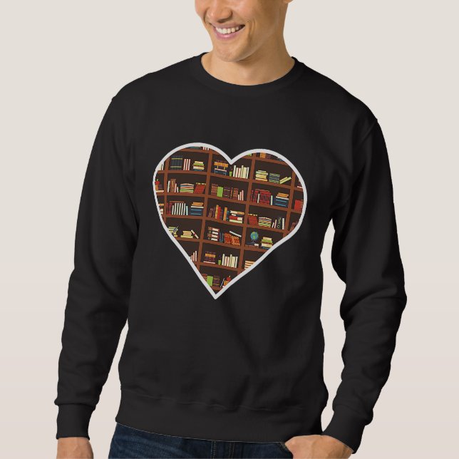 Book Lover Heart Shape Reading Club Librarian Sweatshirt (Front)