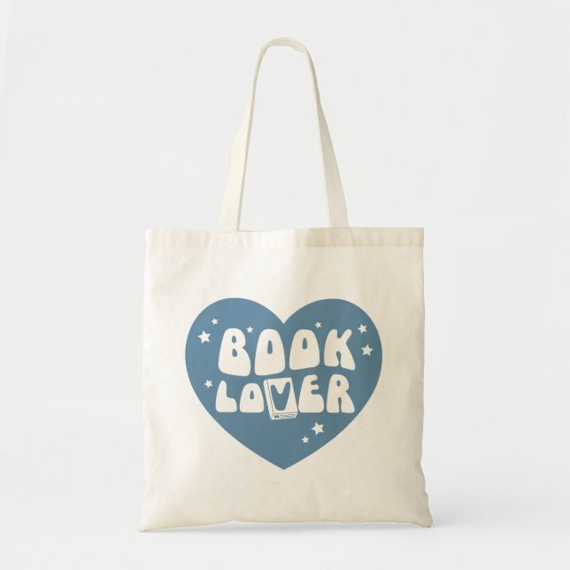 Book Lover Heart Tote Bag (Front)
