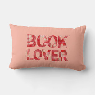 Book Lover Hearts Peach Lumbar Cushion