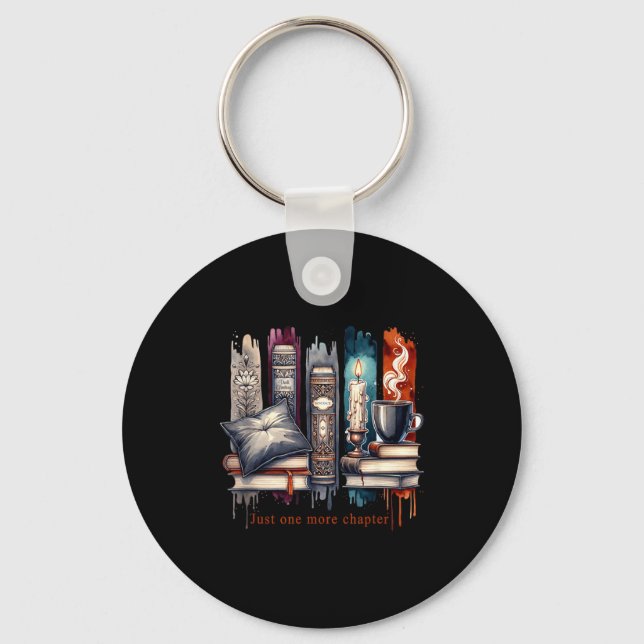 Book Lover, Just One More Chapter Funny Gift Men,  Key Ring (Front)