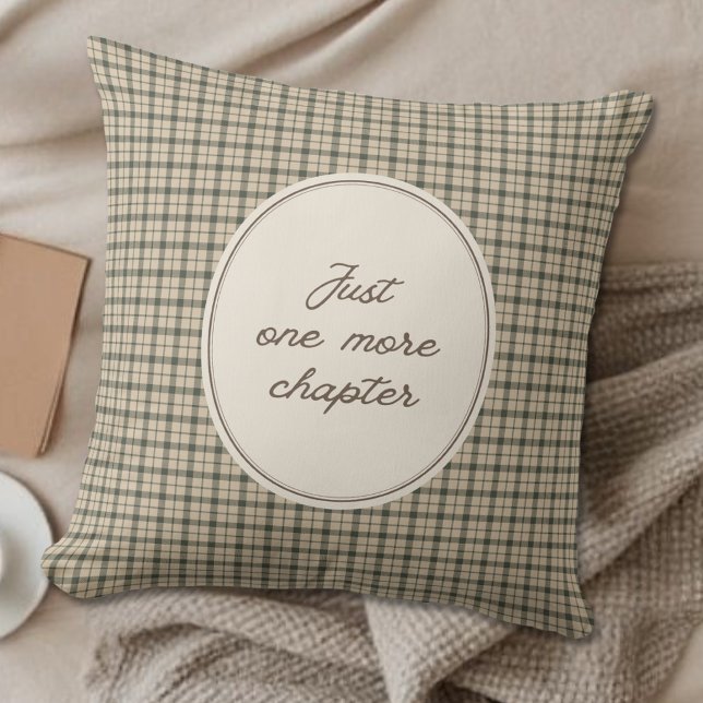 Book Lover Just One More Chapter Script Gingham Cushion (Creator Uploaded)