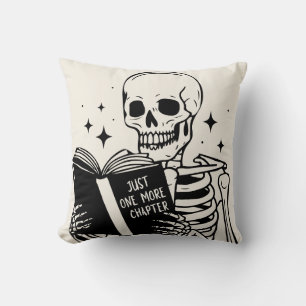 Book Lover Just One More Chapter Skeleton Cushion