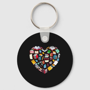 Book Lover Librarian Teacher Bookish Books Heart V Key Ring
