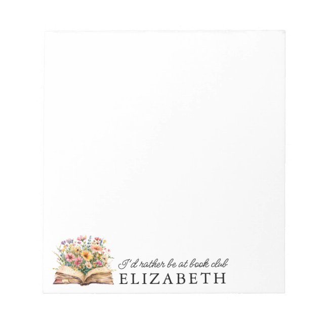 book lover notepad personalised watercolor book (Front)