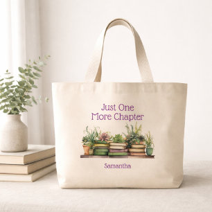 Book Lover One More Chapter Personalized Large Tote Bag