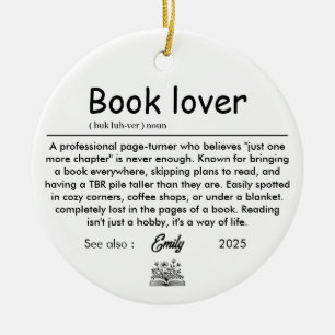Book Lover Ornament, Reader Definition Christmas Ceramic Tree Decoration