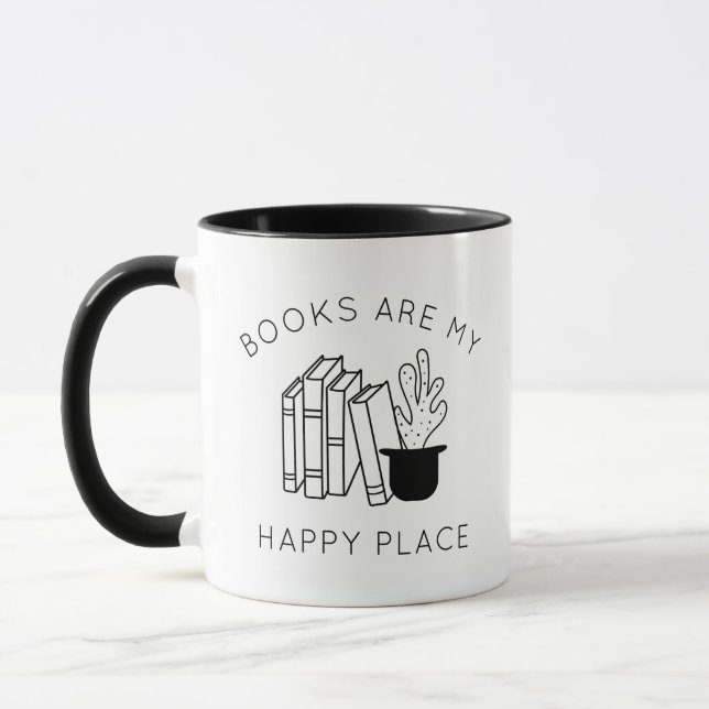 Book Lover Quote Black and White Coffee  Mug (Left)