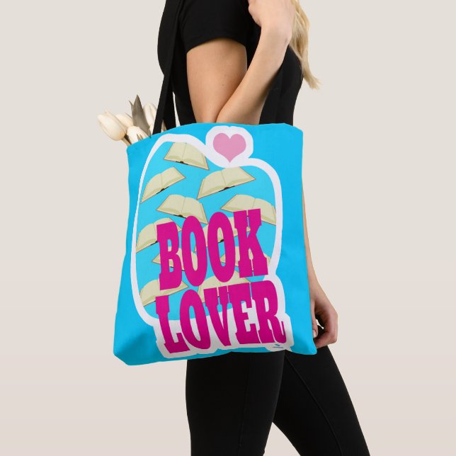 Book Lover Reading Bold Art Logo Saying Tote Bag (Close Up)