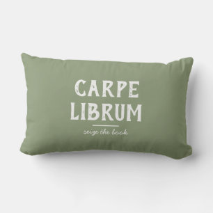 Book Lover Saying Sage Green Lumbar Cushion