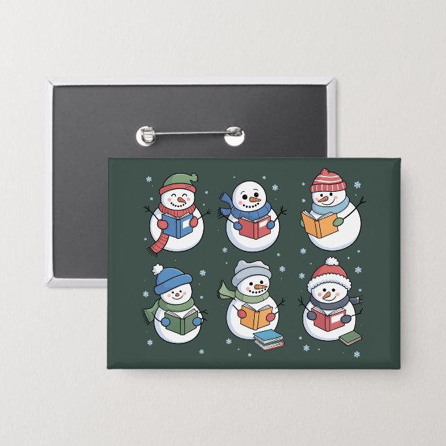 Book Lover Snowman Reading Gift Teacher Winter  (Front/Back)