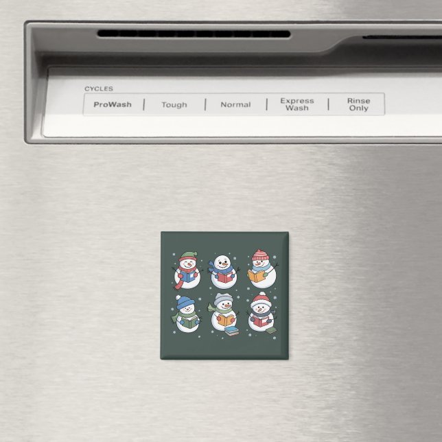Book Lover Snowman Reading Gift Teacher Winter  Magnet (In Situ (Dishwasher))
