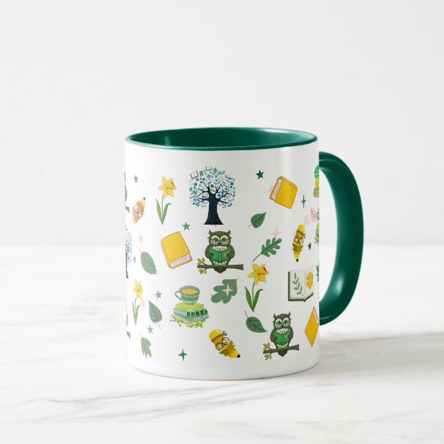 Book Lover Spring Design 11oz Coffee Mug (Front Right)