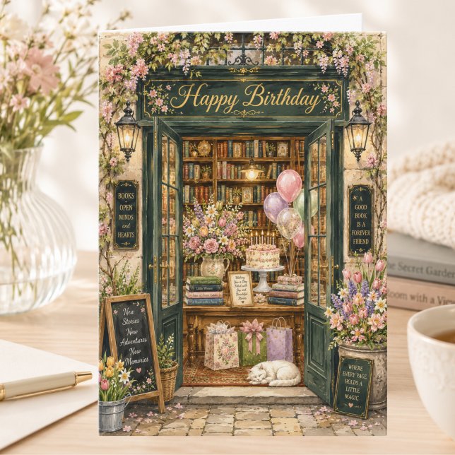 Book Lover Spring Floral Bookshop Birthday Card (Creator Uploaded)