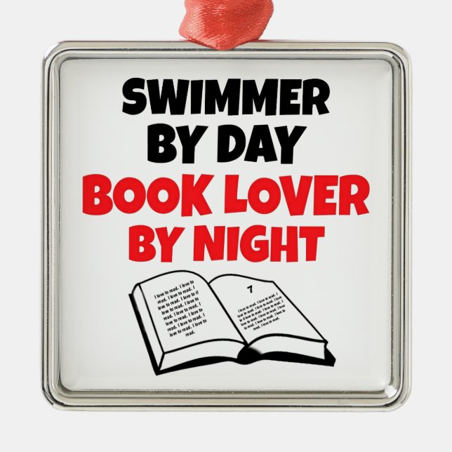 Book Lover Swimmer Metal Tree Decoration (Front)