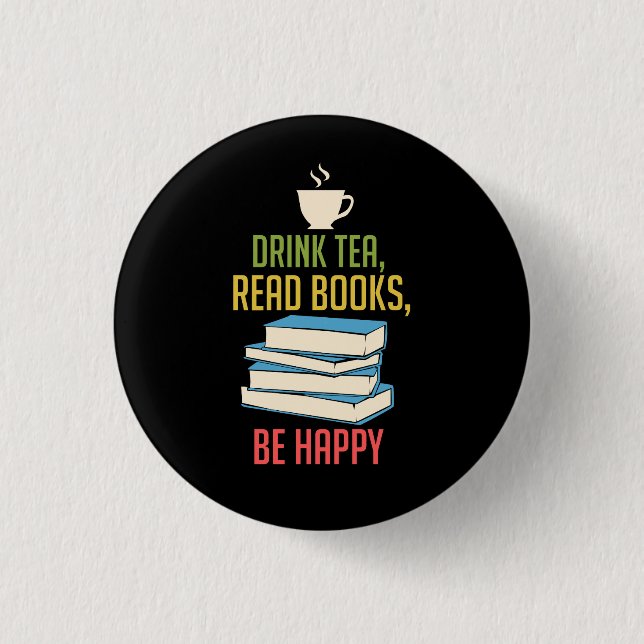 Book Lover - Tea Books Happy 3 Cm Round Badge (Front)