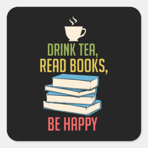 Book Lover - Tea Books Happy Square Sticker