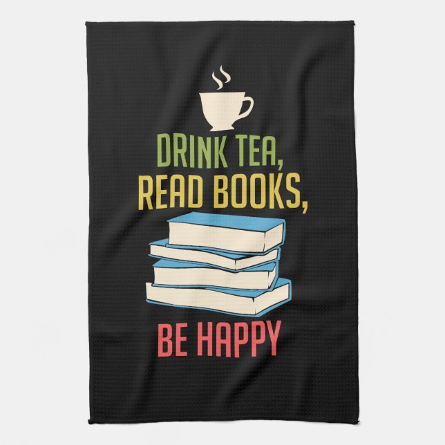 Book Lover - Tea Books Happy Tea Towel (Vertical)