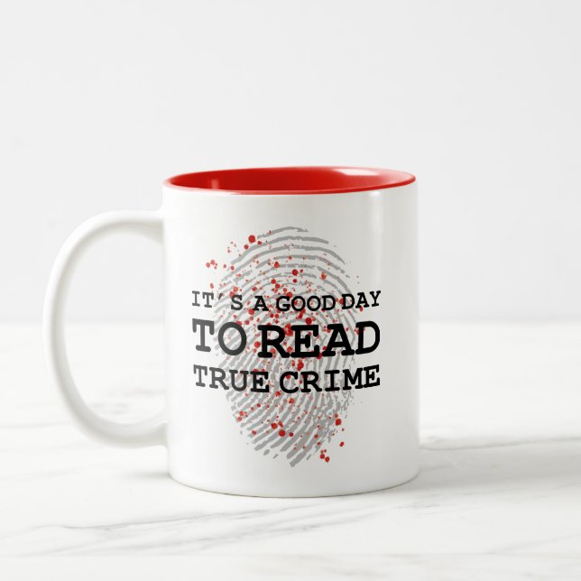 Book Lover True Crime Quote  Two-Tone Coffee Mug (Left)