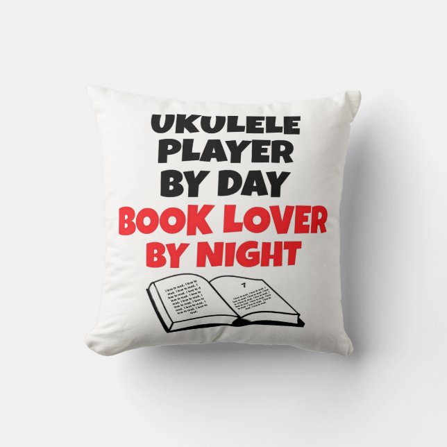 Book Lover Ukulele Player Cushion (Front)
