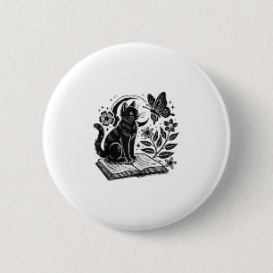 Book Lovers Cat Bookworms Booknerds Halloween Blac 6 Cm Round Badge