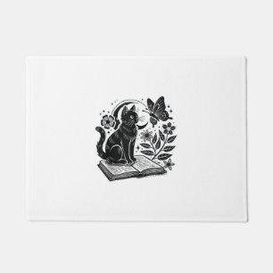 Book Lovers Cat Bookworms Booknerds Halloween Blac Doormat