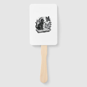 Book Lovers Cat Bookworms Booknerds Halloween Blac Hand Fan