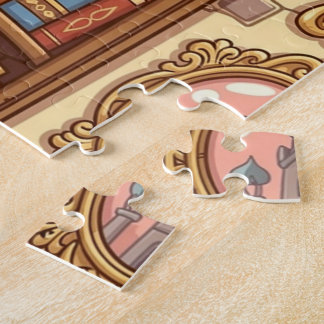 Book Lovers Cute Cartoon Bookshelf Cheerful Colour Jigsaw Puzzle