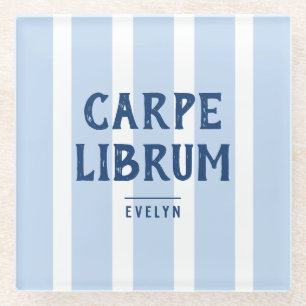 Book Lover's Funny Saying Modern Striped Custom Glass Coaster