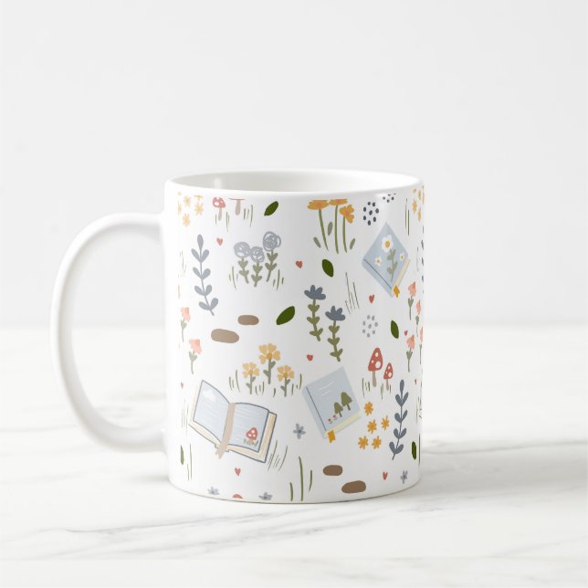 Book Lovers Gift Wildflower Personalised  Coffee Mug (Left)