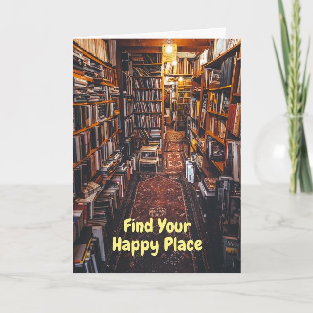 Book Lovers Happy Birthday with bookstore photo Card (Front)