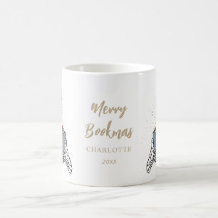 Book Lover's Merry Bookmas Festive Skeleton Custom Coffee Mug