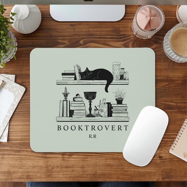 Book Lover's Monogram Initials Booktrovert Mouse Pad (Creator Uploaded)