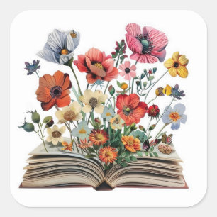 Book Lovers Readers Writers Bibliophiles Poets Square Sticker