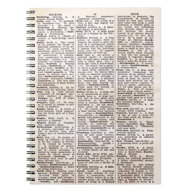 Book Lovers' Vintage Dictionary Page Notebook (Front)