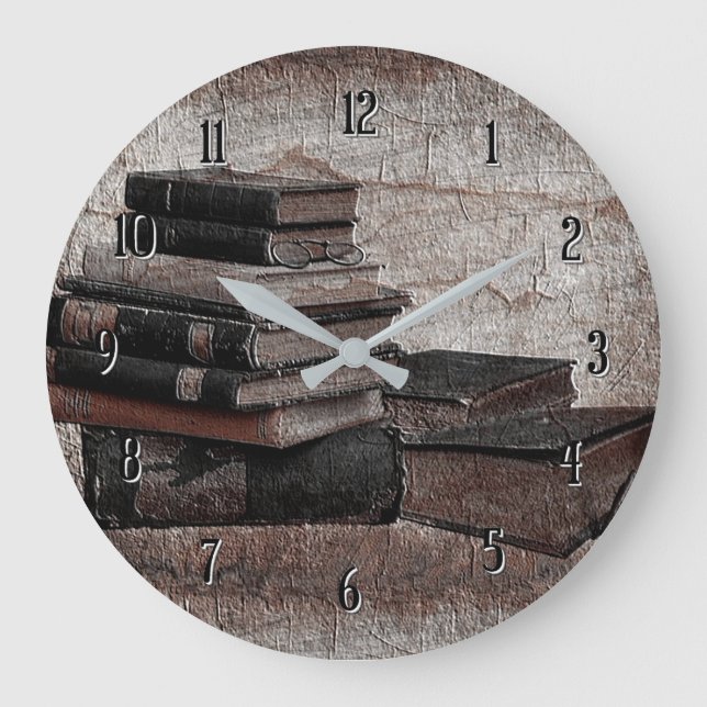 Book Lovers Vintage Round Wall Clock (Front)