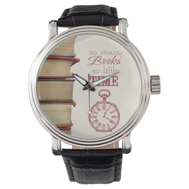 book lovers vintage watch "So Many Books" (Front)
