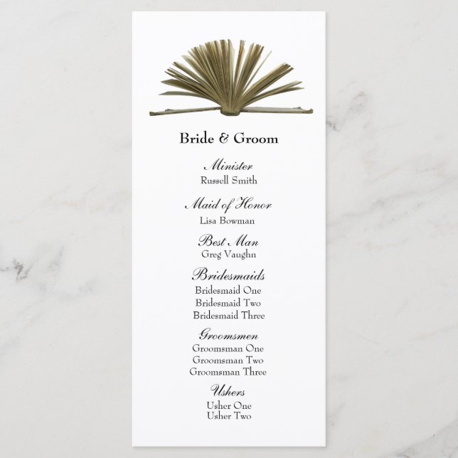 Book Lovers Wedding Program Programme (Front)