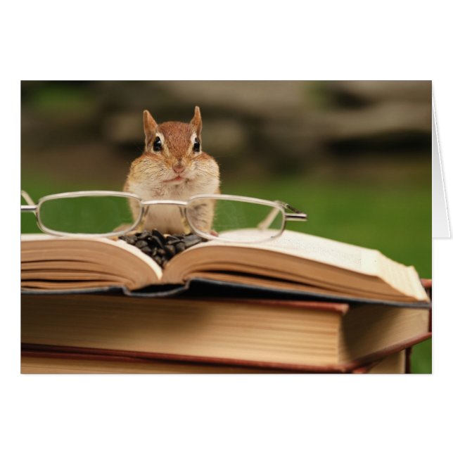 Book loving chipmunk (Front Horizontal)